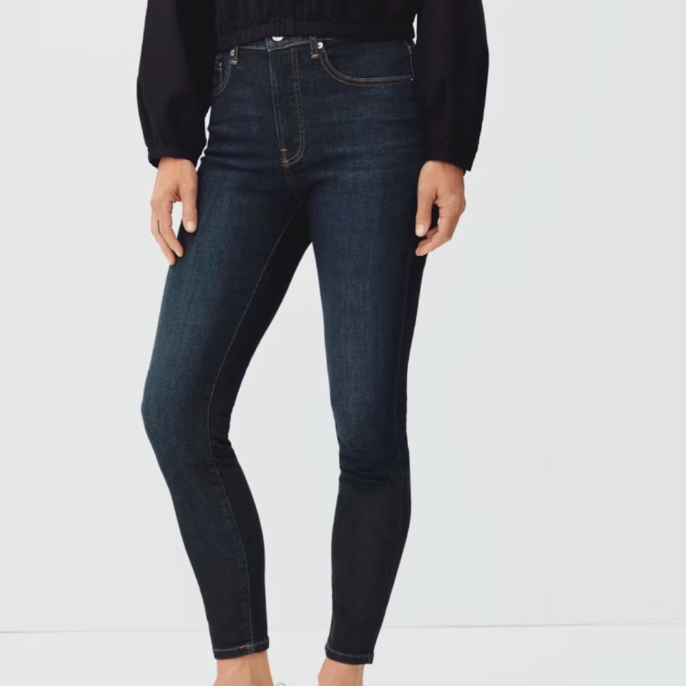 Everlane Jeans Deep Indigo Mid Rise Ankle Skinny Denim Jeans Sz 28 GUC Dark Wash